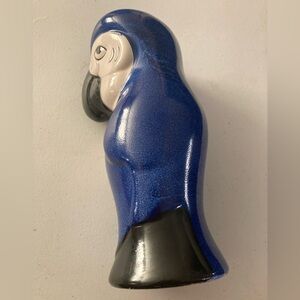 Blue and Black Ceramic parrot Figurine vase